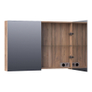 BRAUER Plain Spiegelkast - 100x70x15cm - 2 links/rechtsdraaiende spiegeldeuren - MFC - Almond SW499538