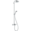 Hansgrohe Croma 220 Colonne de douche avec robinet de bain thermostatique avec inverseur et connexions et douchette à main 100 Vario et douche de tête Croma 22cm chrome 0450888