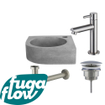 FugaFlow Eccelente Arredo fonteinset - 31.5x31.5x10cm - 1 kraangat - hoek - fonteinkraan RVS geborsteld - beton - SW1125265