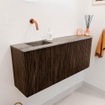 Mondiaz JOYA-DLUX 101.6cm meuble de salle de bains - arrondi droite couleur Walnut - Vasque FAYE position Gauche Sans trou de robinet couleur Oza. SW1424614