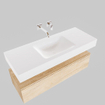 MONDIAZ ALAN 120cm - meuble bas - chêne blanchi - 1 tiroir - lavabo suspendu - cuve au centre - 0 trous de robinet - talc SW408568
