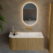 Mondiaz KURVE-DLUX Ensemble de meubles de salle de bains - 105x46x40cm - 1 tiroir - 1 porte - lavabo solid surface - à droite - sans trou de robinetterie - Dusk SW1415003