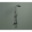 Hotbath Ace Ensemble de douche de tête - thermostatique - pomme de douche 21cm - douchette barre - flexible de douche lisse - PVD noir brossé SW1119125