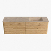 Mondiaz CIRO-DLUX Badkamermeubelset - 160x45x50cm - Solid surface wastafel Arena - 1 wasbak Rechts - zonder kraangaten - 4 lades - Oak SW1531349