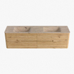 Mondiaz CIRO-DLUX Badkamermeubelset - 180x45x50cm - Solid surface wastafel Arena - 2 wasbak Dubbel - zonder kraangaten - 4 lades - Oak SW1531463