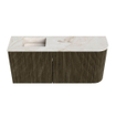 Mondiaz JOYA-DLUX Meuble de salle de bains - 91,6 cm - arrondi droit couleur Shadow - Vasque FAYE position gauche 1 trou de robinet couleur Frappe. SW1422733