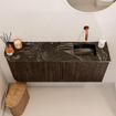 Mondiaz JOYA-DLUX 101.6cm meuble de salle de bains - arrondi gauche couleur Walnut - Vasque FAYE position Droite Sans trou de robinet couleur Lava. SW1422515