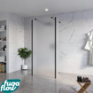 FugaFlow Eccelente Vetro Vrijstaande inloopdouche badkamer - 90x200cm - Glas mat - antikalk - 8mm veiligheidsglas - 2 zijwanden 40cm - met wandarmen en hoekprofielen - Zwart mat - SW1125897