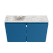 MONDIAZ TURE-DLUX Meuble toilette - 80cm - Jeans - EDEN - vasque Glace - position gauche - 1 trou de robinet SW1103349