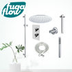 FugaFlow Eccelente Sobrado Ensemble de douche pluie encastrable - thermostatique - bras plafond - barre curseur - pommeau 25cm - douchette stick - Chrome SW1124122