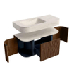 MONDIAZ THOR-DLUX 100cm badmeubel ronding links + rechts kleur Walnut met 1 lade en 2 deuren. Vrijhangende wastafel CLOUD Links 1 kraangat kleur Meli. SW1467476
