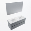 Mondiaz VICA ensemble de meuble de salle de bain - 120cm - meuble sous-vasque plata - 2 tiroirs - lavabo denia double - 2 trous de robinet - couleur Blanc Brillant - miroir LED - version XL 60cm de haut SW1091961