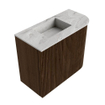 Mondiaz JOYA-DLUX Meuble de salle de bains 51,6cm - arrondi droit couleur Noyer - Vasque FAYE position Gauche 1 trou de robinet couleur Glace. SW1422378