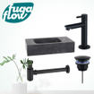 FugaFlow Eccelente Arredo fonteinset - 40x22x9cm - 1 kraangat - natuursteen - fonteinkraan zwart mat - zwart - Black Friday - SW1125278