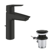 GROHE Start Robinet de lavabo - montage apparente - bec 12,1 cm - taille M - vidage à tirette - noir mat SW1126691