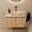 MONDIAZ TURE-DLUX Meuble toilette - 60cm - Washed Oak - EDEN - vasque Frappe - position centrale - sans trou de robinet SW1103055