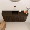 Mondiaz JOYA 93.2cm toiletmeubel - ronding links en rechts kleur Walnut - Wastafel FAYE positie Midden Zonder kraangat kleur Urban. SW1421393