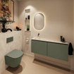 MONDIAZ TURE-DLUX Meuble toilette - 120cm - Army - EDEN - vasque Ostra - position gauche - sans trou de robinet SW1104726