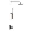 Hotbath Archie IBS30A Ensemble de douche encastré - complet - thermostatique - 2 fonctions - inverseur - bras mural 40cm - tête de douche ronde 20cm - douchette à main barre - inox SW230344