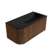 MONDIAZ KURVE 95cm Meuble salle de bain avec module 25 G - couleur Walnut - 1 tiroir - 1 porte - vasque BIG SMALL droite - 1 trou de robinet - Urban SW1138438