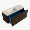 Mondiaz CIRO-DLUX Ensemble de meubles de salle de bains - 120x45x50cm - Plan vasque solid surface Meli - 1 lavabo à gauche - sans trous de robinetterie - 2 tiroirs - Noyer SW1530499