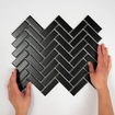 The Mosaic Factory Paris mozaïektegel - 24.7x31.8cm - wand en vloertegel - Rechthoek - Porselein Black Mat SW62294