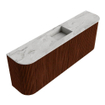 Mondiaz JOYA-DLUX Meuble de salle de bains 113,2cm - arrondis gauche et droite couleur Ruby - Vasque FAYE position Milieu Sans trou de robinet couleur Glace SW1423593
