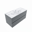 MONDIAZ VICA-DLUX Ensemble meuble de salle de bains - 100cm - meuble bas plata - 2 tiroirs - lavabo encastré cloud gauche - 1 trou de robinet - version hauteur 60cm - glace SW1088326