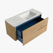 Mondiaz CIRO-DLUX Ensemble de meubles de salle de bains - 110x45x50cm - vasque solid surface Opalo - 1 bassin à droite - sans trous de robinetterie - 2 tiroirs - Chêne SW1531046