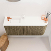 Mondiaz JOYA 91.6cm toiletmeubel - ronding rechts kleur Dusk - Wastafel FAYE positie Links 1 kraangat kleur Talc. SW1421616