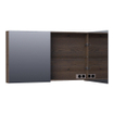 BRAUER Plain Spiegelkast - 120x70x15cm - 2 links/rechtsdraaiende spiegeldeuren - hout - black oak SW393024