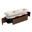 MONDIAZ THOR-DLUX Meuble de salle de bains 180cm arrondi gauche + droite couleur Walnut avec 2 tiroirs et 2 portes. Vasque suspendue CLOUD Double 2 trous de robinet couleur Meli. SW1466184