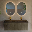 Mondiaz KURVE ensemble de meuble de salle de bains - 120x46x40cm - 1 tiroir - vasque solid surface - double - 2 trous de robinet - Shadow SW1414278