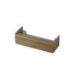 INK Wastafelonderkast - 120x45x35cm - 1 lade - greeploos - met houten keerlijst - MFC - Zuiver eiken SW439471
