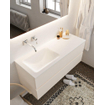 Mondiaz VICA ensemble de meuble de salle de bain - 120cm - meuble sous-vasque lin - 2 tiroirs - lavabo nuage gauche - sans trou de robinet version XL 60cm de haut SW1090482