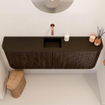 Mondiaz JOYA 123.2cm meuble de salle de bains - arrondi gauche et droite couleur Walnut - Vasque FAYE position Milieu Sans trou de robinet couleur Urban SW1421373