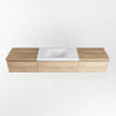 MONDIAZ BUKLA 200cm badmeubel met module 60 kleur Washed Oak met 3 lades. Wastafel CLOUD midden 0 kraangaten kleur Talc. SW1382152