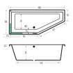 Xenz Society Compact ligbad - 180x80cm - met overloop - zonder afvoer - Hoekopstelling links - Acryl Ebony mat SW103194
