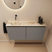 MONDIAZ TURE-DLUX Meuble toilette - 100cm - Smoke - EDEN - vasque Frappe - position gauche - sans trou de robinet SW1103042