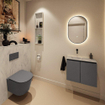 MONDIAZ TURE-DLUX Meuble de toilettes 60 cm Dark Grey. Lavabo EDEN Opalo position gauche. Sans trou de robinet. SW1104333