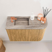 Mondiaz JOYA-DLUX Meuble de toilette 61,6cm - arrondi droite couleur Oak - Lavabo FAYE position Gauche 1 trou de robinet couleur Oza. SW1424154