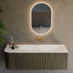 Mondiaz KURVE-DLUX Ensemble de meuble de salle de bain - 135x46x40cm - 1 tiroir - 1 porte - lavabo solid surface - droit - sans trou de robinet - Shadow SW1414463