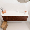 Mondiaz JOYA 101.6cm toiletmeubel - ronding links kleur Ruby - Wastafel FAYE positie Rechts 1 kraangat kleur Talc. SW1421785
