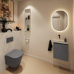 MONDIAZ TURE-DLUX meuble de toilettes 40cm Dark Grey. EDEN lavabo Opalo position milieu. Sans trou de robinet. SW1104238