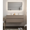 Mondiaz VICA Ensemble de meuble de salle de bain - 120cm - meuble sous-vasque fumée - 2 tiroirs - lavabo nuage double - 2 trous de robinet version XL 60cm de haut SW1089826