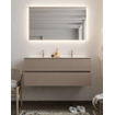 MONDIAZ VICA Ensemble de meuble salle de bain - 120cm - 2 tiroirs - lavabo Cloud double - 2 trous de robinet - solid surface smoke SW411404