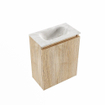 MONDIAZ TURE-DLUX Meuble WC 40 cm Washed Oak. EDEN lavabo Ostra position milieu. Sans trou de robinet. SW1105116