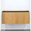 Adema Holz Ensemble de meuble - 100cm - 1 vasque en céramique Blanc - sans trous de robinet - 1 tiroir - avec miroir - Caramel (bois) SW857518