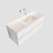 ENSEMBLE DE MEUBLE MONDIAZ VICA - 120cm - 2 tiroirs - lavabo Cloud au centre - 0 trous de robinet - solid surface en marbre Carrara SW410335