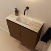 MONDIAZ TURE-DLUX Meuble WC 60 cm Rust. EDEN lavabo Frappe position milieu. Sans trou de robinet. SW1102977